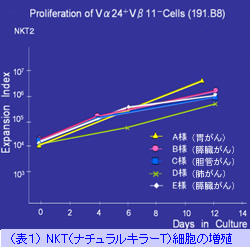 表1：NKT（ナチュラルキラーT）細胞の増殖
